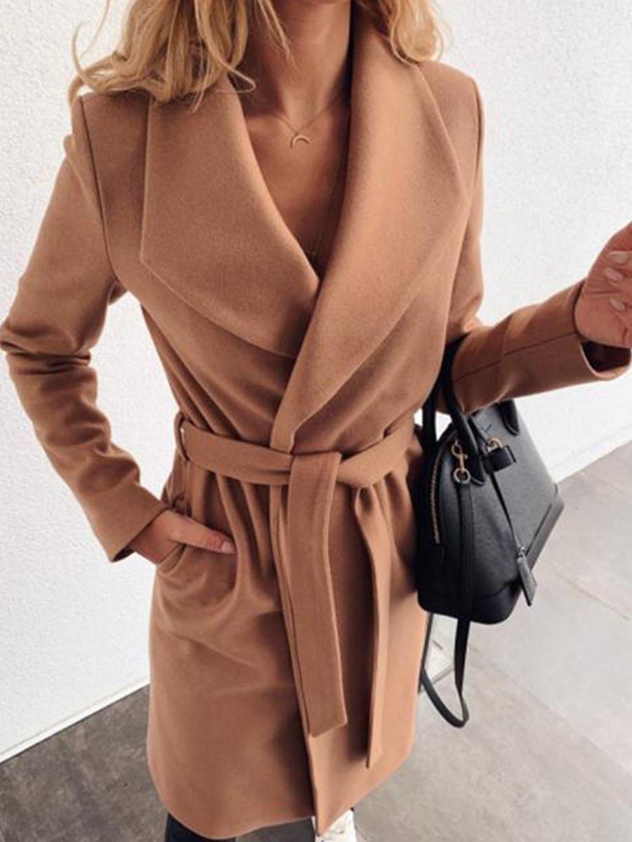 Veleaee Belt Pocket Coat