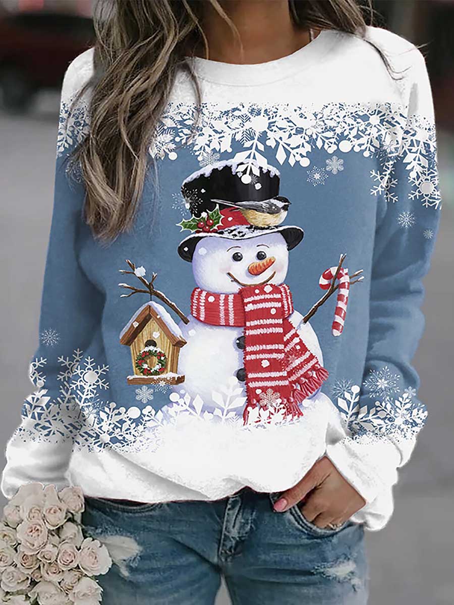 Veleaee Christmas snowman print loose sweater(8 colors)