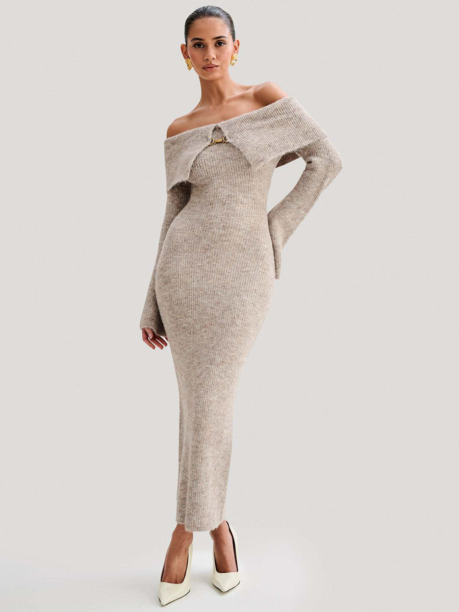 Cozy Off-Shoulder Knit Dress