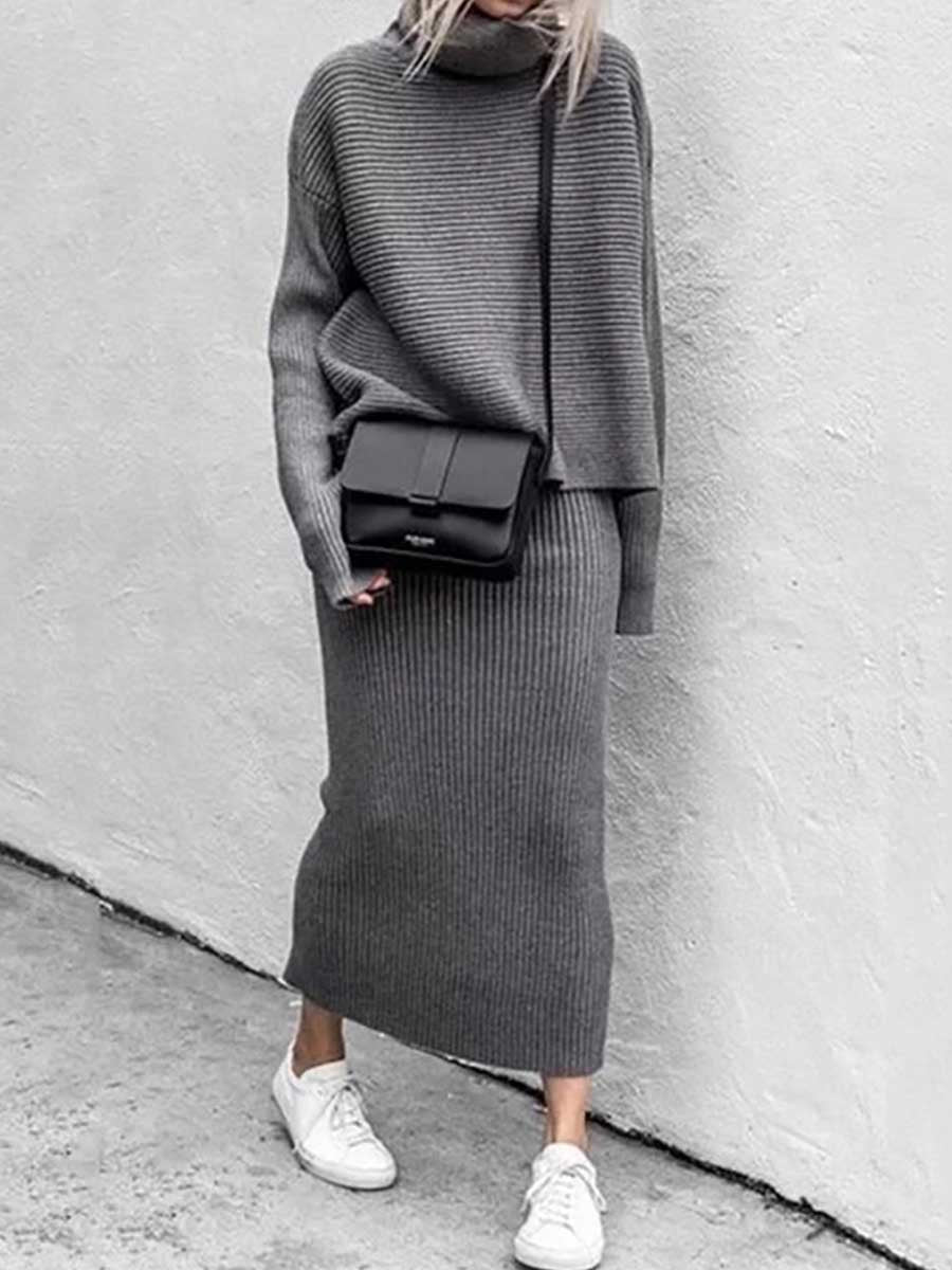 Veleaee High Collar Knit Suit