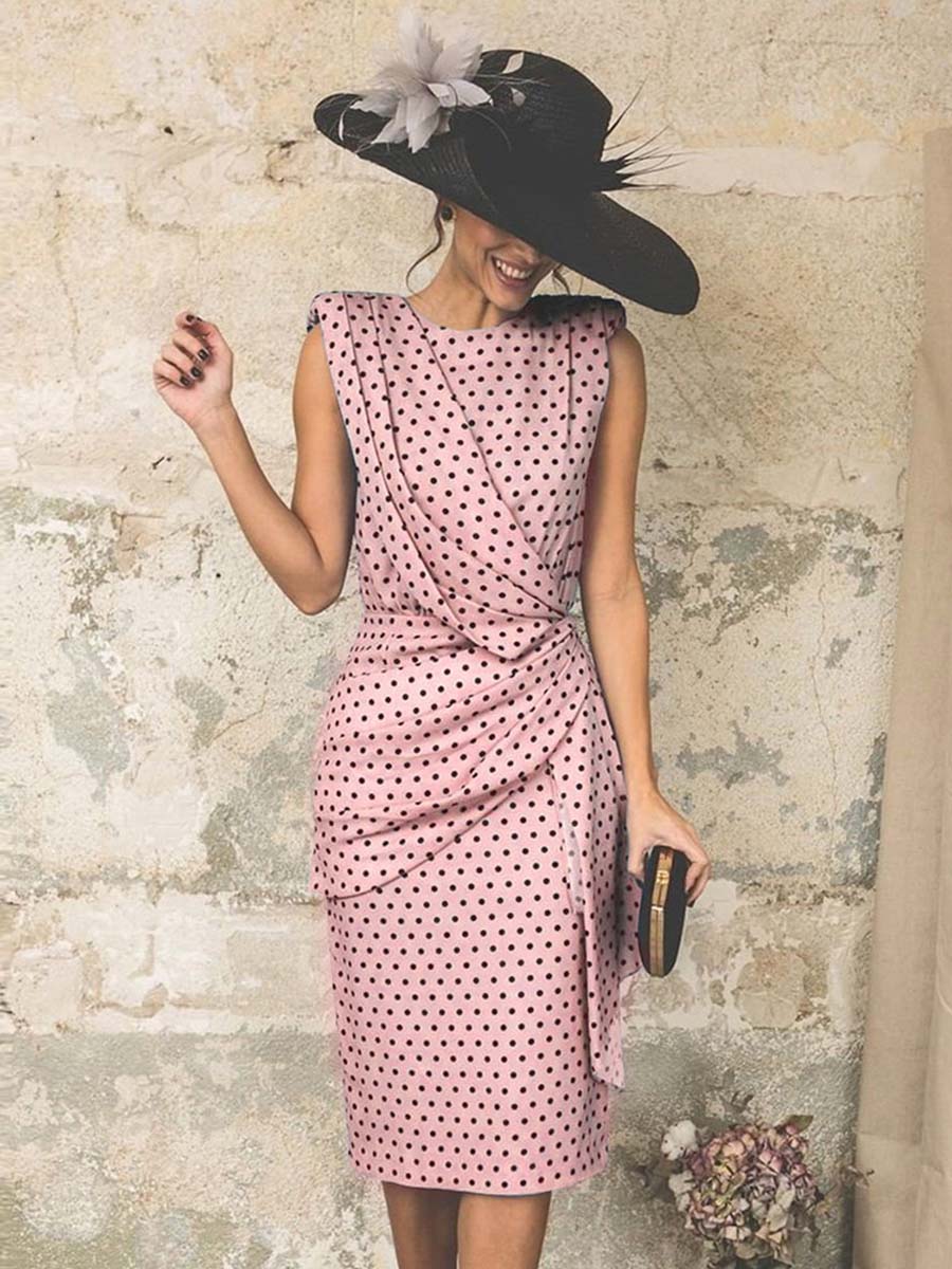 Veleaee Sexy Dot Sleeveless Hip Dress