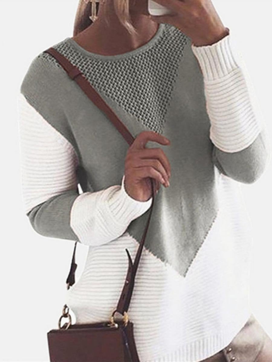 Veleaee Stitching Hollow Sweater