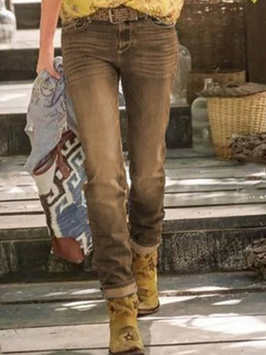 Veleaee Straight Vintage Mid-Rise Jeans