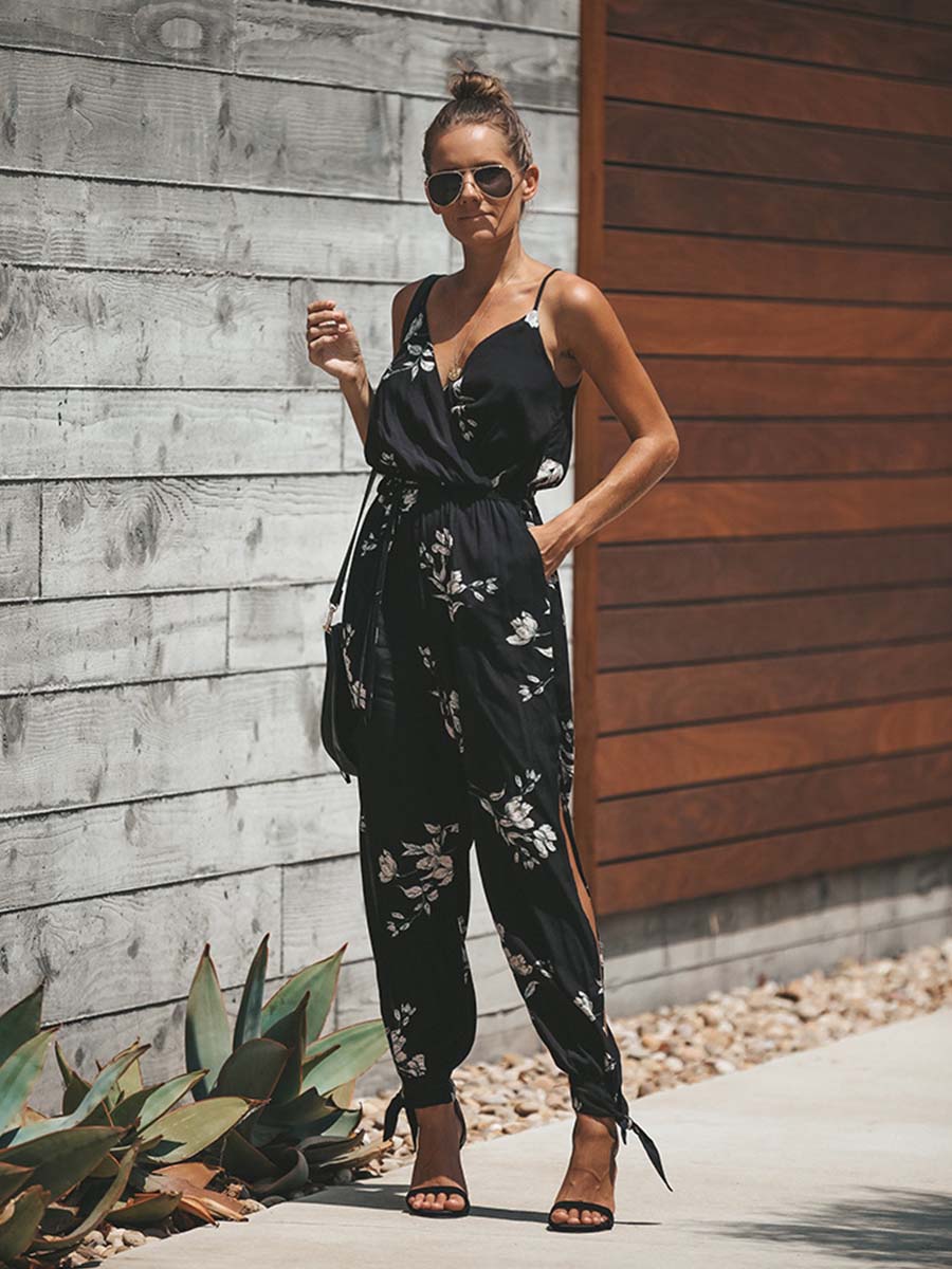 Veleaee Sexy Printed Pocket Jumpsuit