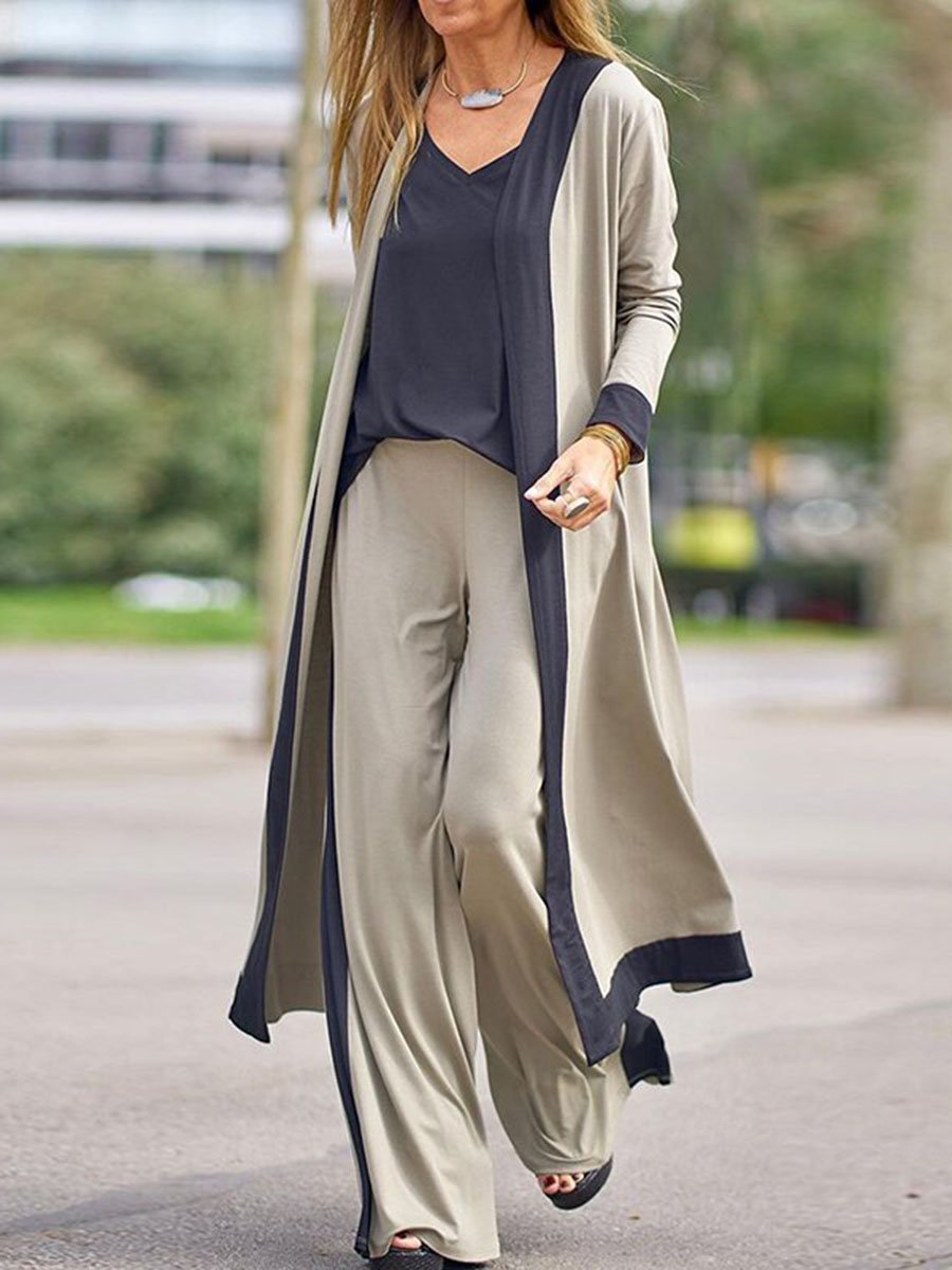 Veleaee Color Blocking 3 Ardigan Suit