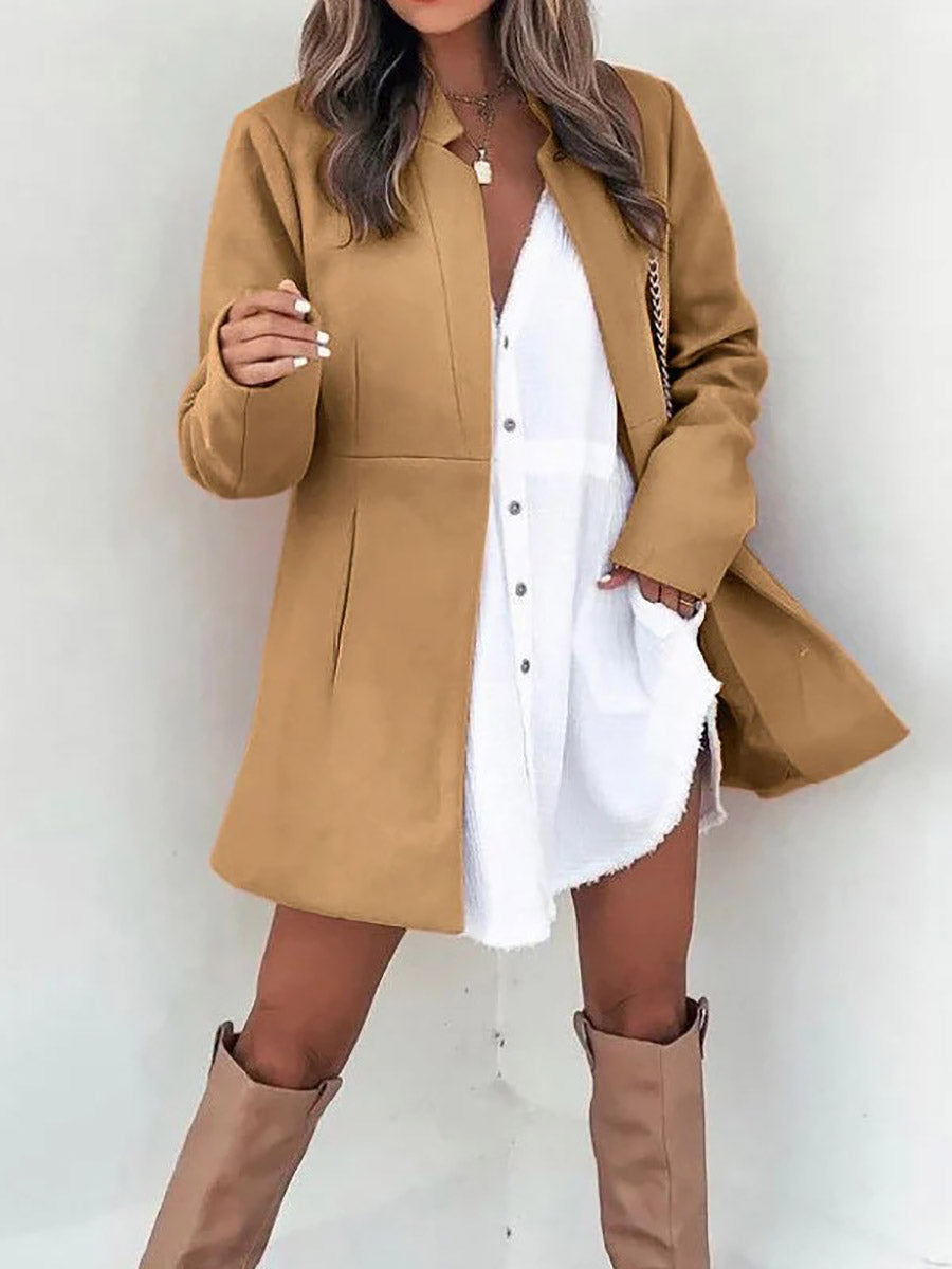 Veleaee Retro Pocketed Heather Coat