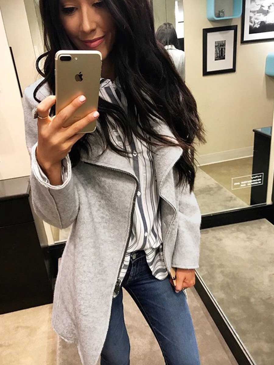 Veleaee Slim Zipper Coat