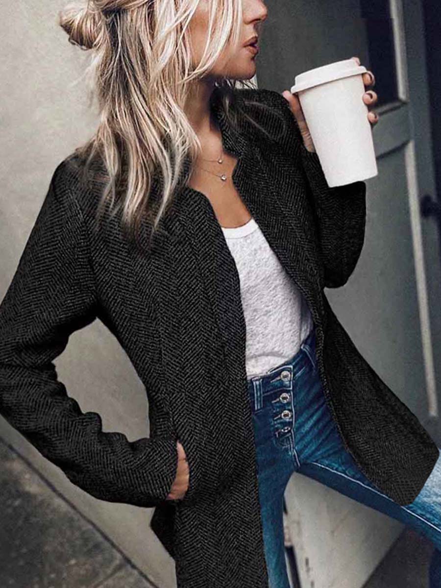 Veleaee Retro Pocketed Heather Coat