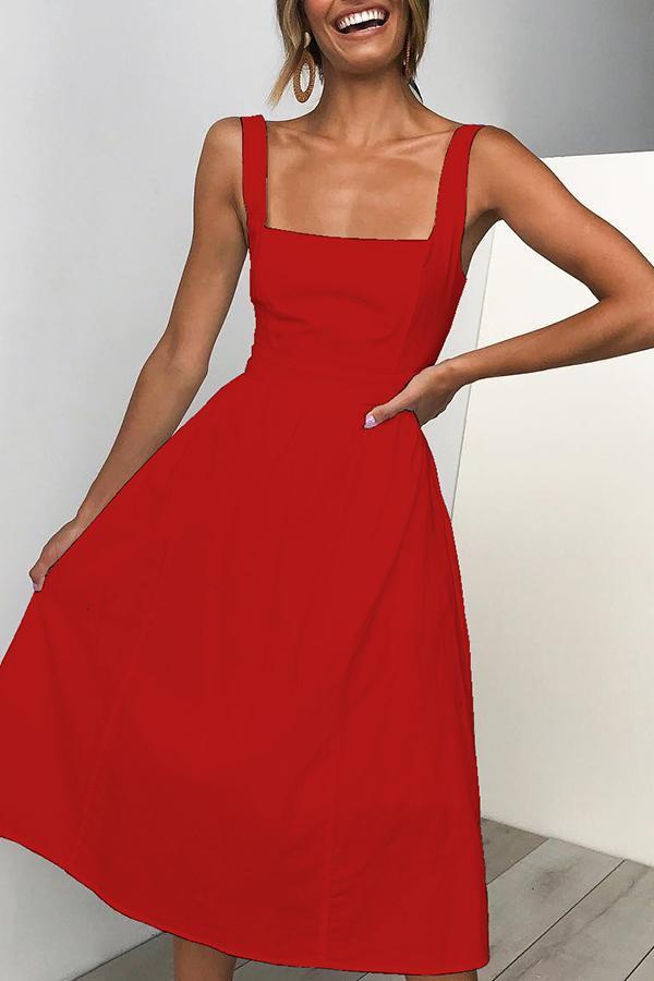 Veleaee Sleeveless Solid Color Regular Fit Casual Wear Dress