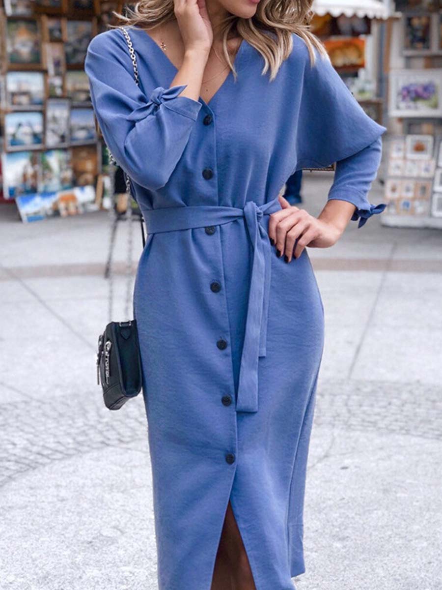 Veleaee Solid Color Reversible Dress