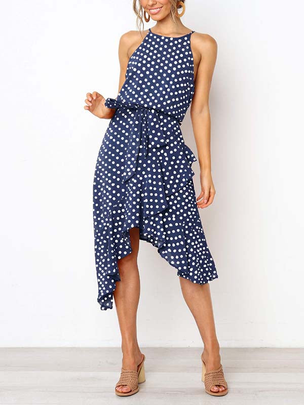 Veleaee Irregular Polka Dot Dress