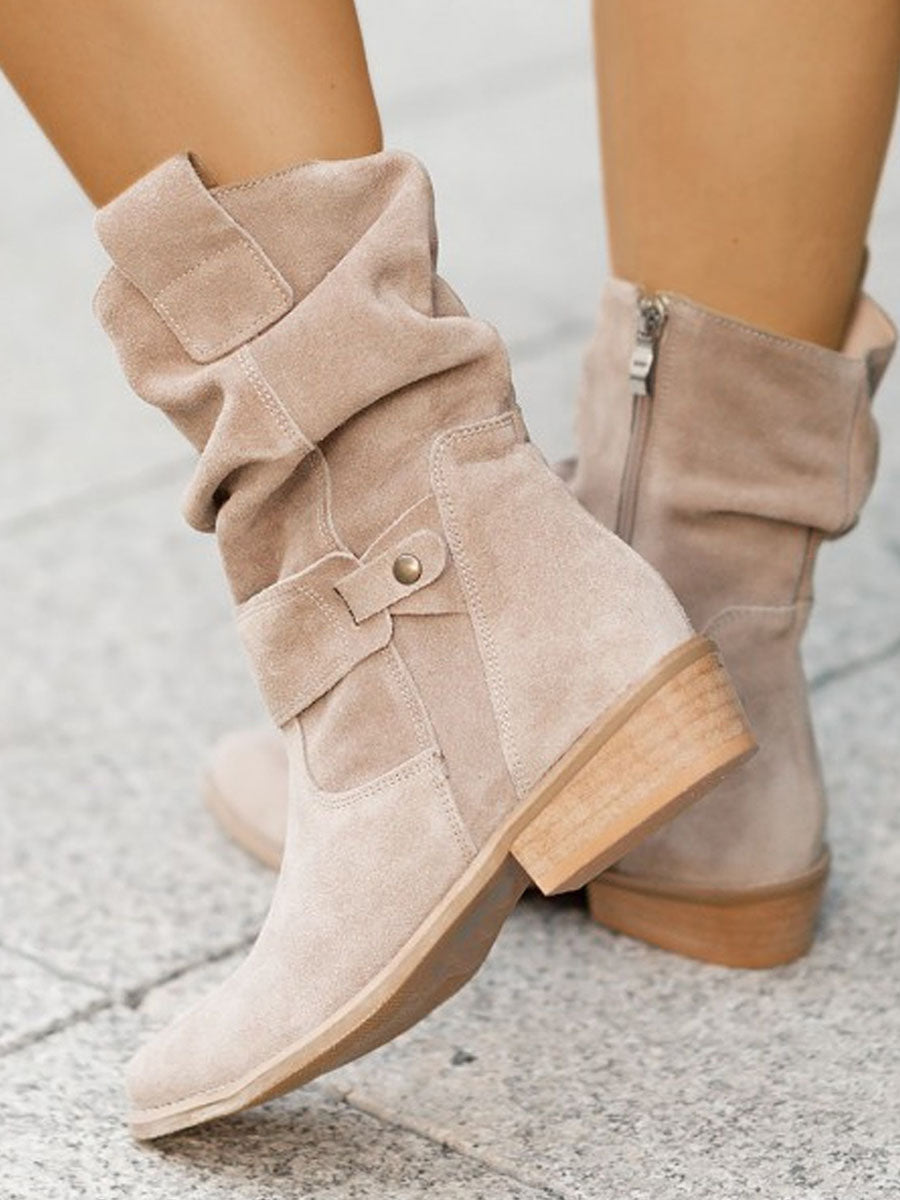 Low-heeled Suede Boots