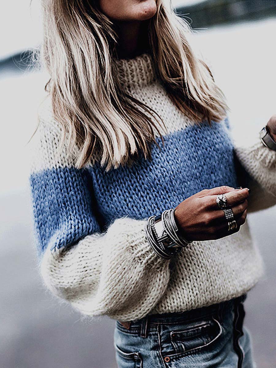 Veleaee Round Neck Knitted Sweater