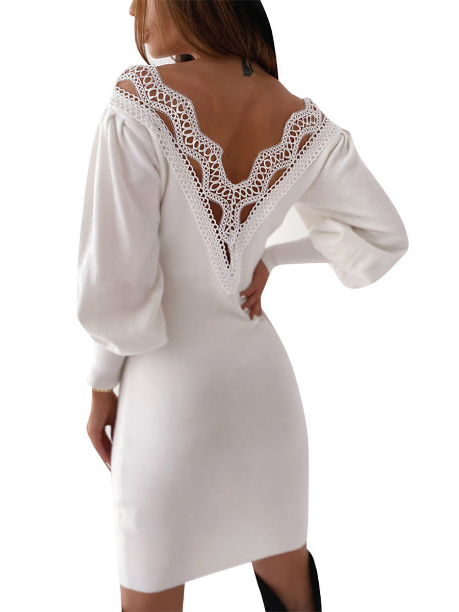 Veleaee Sexy Lace V-Neck Dress