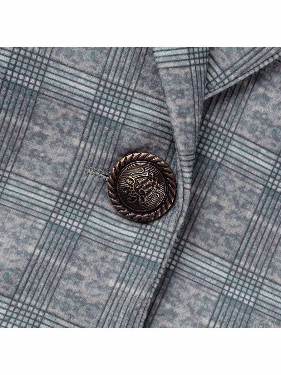 Veleaee Fashion Street Plaid Patchwork Buckle Turn-back Collar Outerwear(3 Colors)