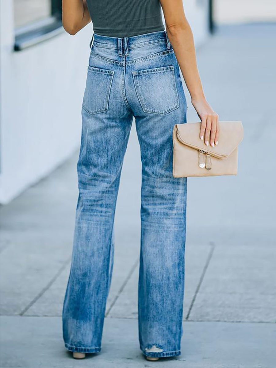 Veleaee Allan High Rise Distressed 90’s Flare Jeans