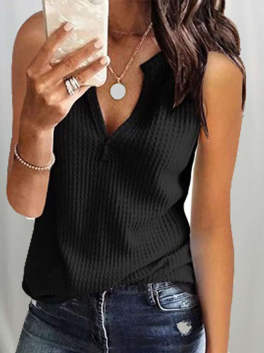 Veleaee V-Neck Solid Color T-Shirt (16 colors)