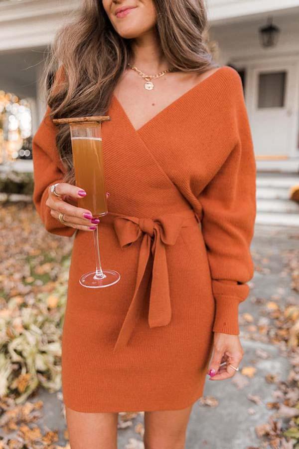 Veleaee Future Happiness Chelsea Wrap Sweater Dress