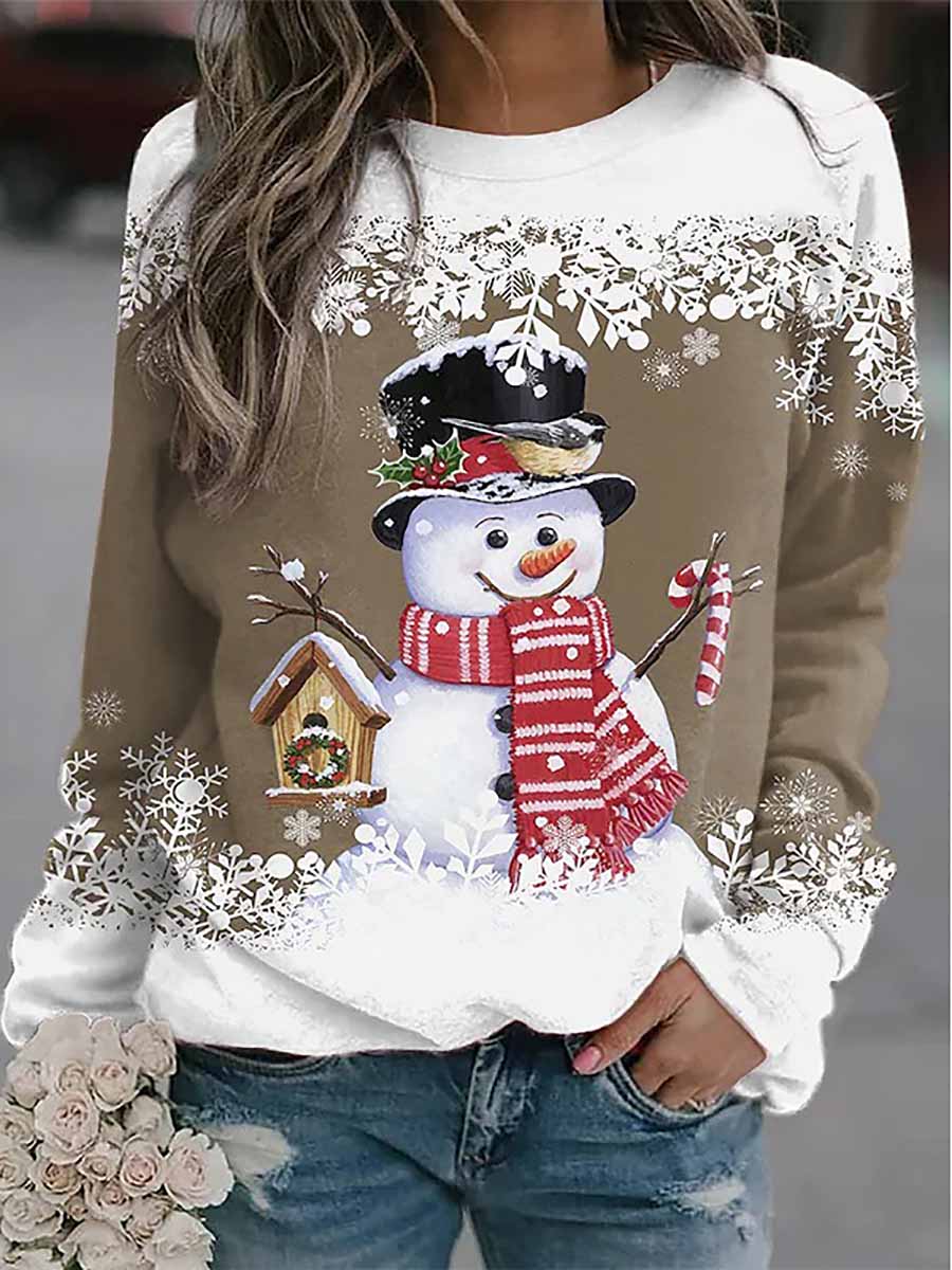 Veleaee Christmas snowman print loose sweater(8 colors)