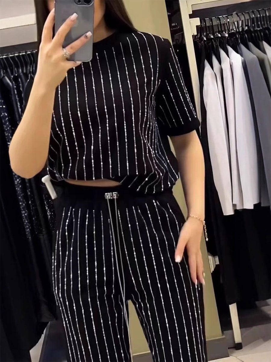 Glitter Stripe Two Piece Lounge Set