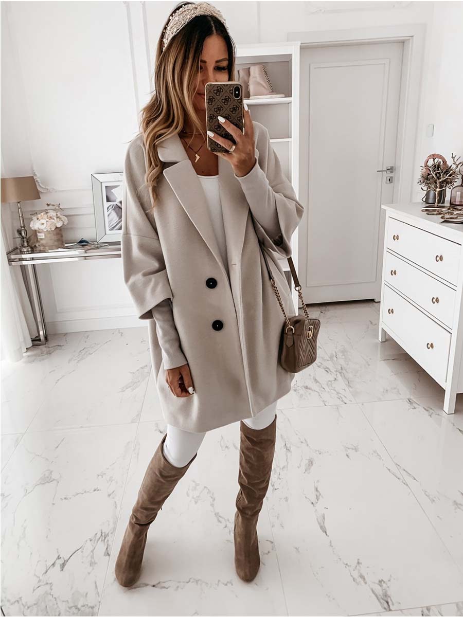 Veleaee 3/4 Sleeve Button Pocket Jacket