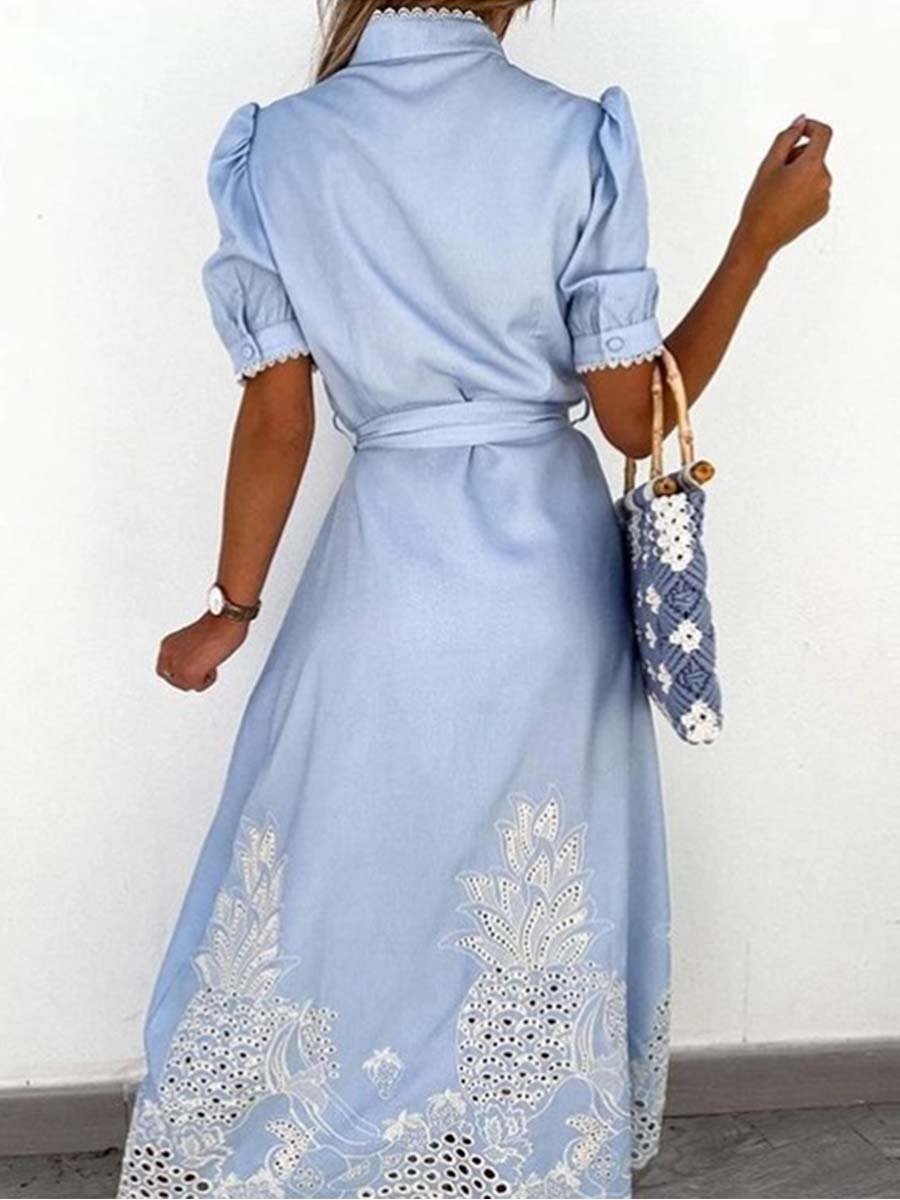 Veleaee  Printed Belt Tunic Dress