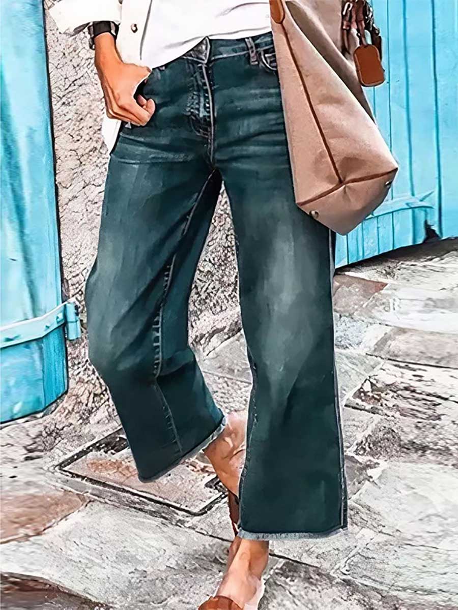 Veleaee Temperament Commuter Straight Leg Jeans