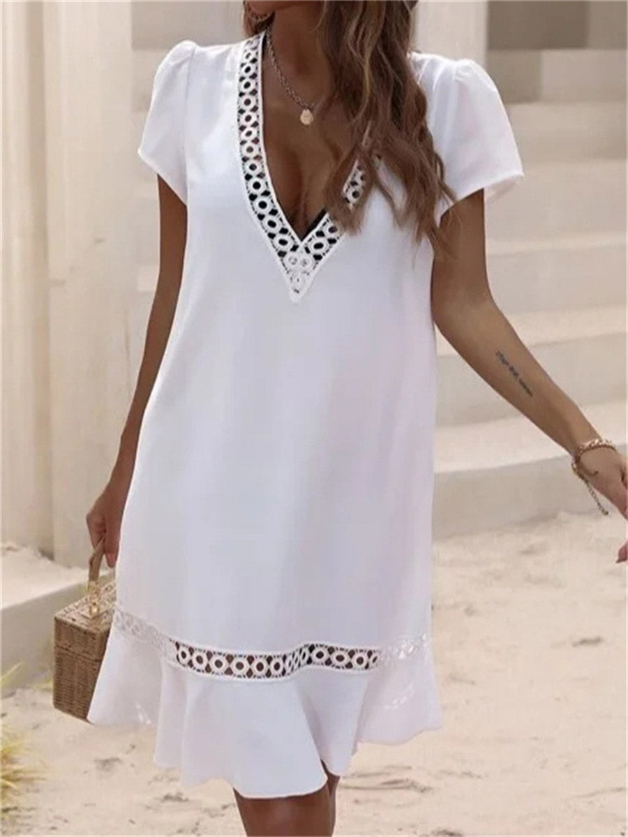 Veleaee Solid Color Dress