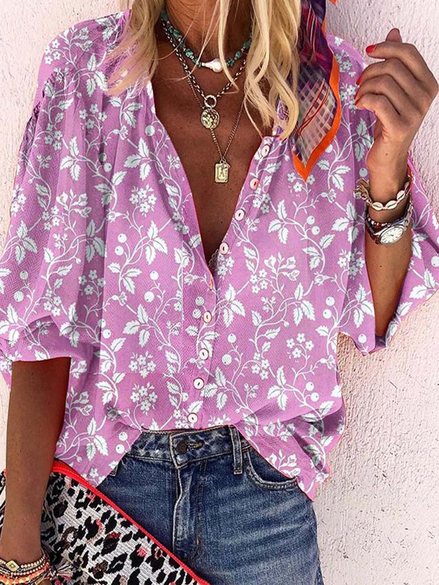 Veleaee Long Sleeve Printed Button Shirt (3 colors)