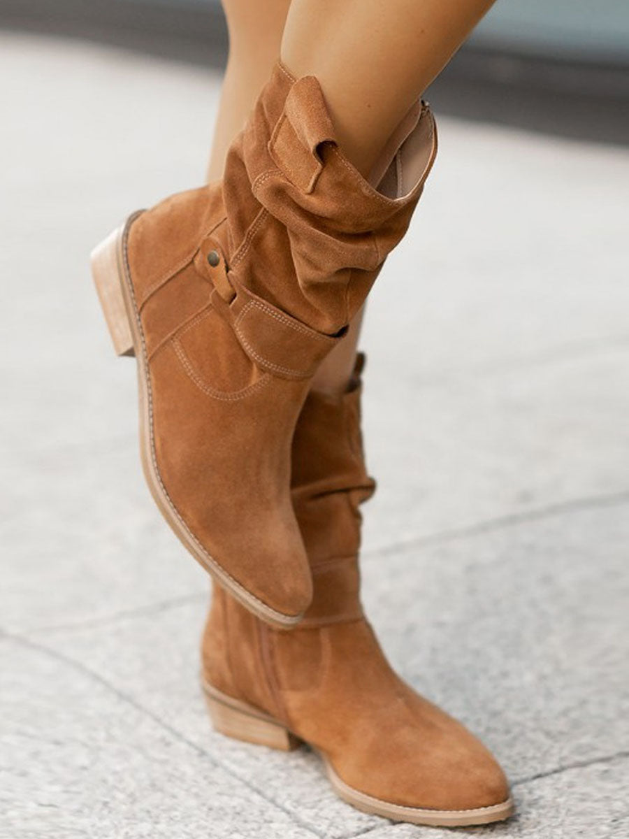 Low-heeled Suede Boots