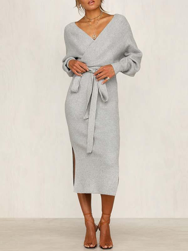 Veleaee V Neck Autumn Dress