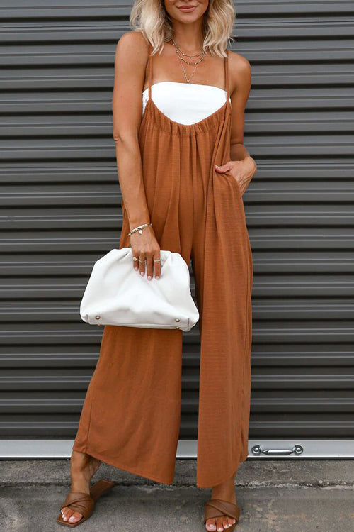 Veleaee Have A Little Fun Pocketed Tie Jumpsuit