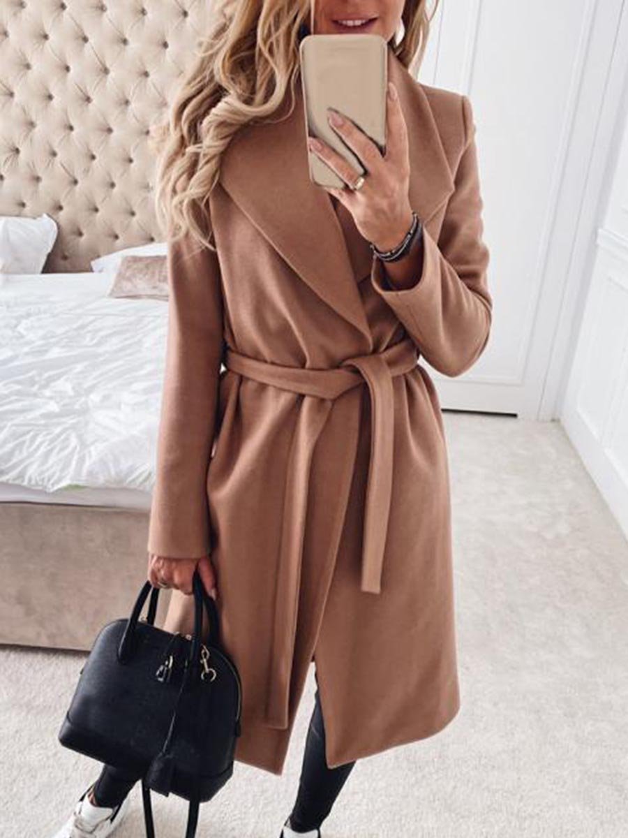 Veleaee Belt Pocket Coat