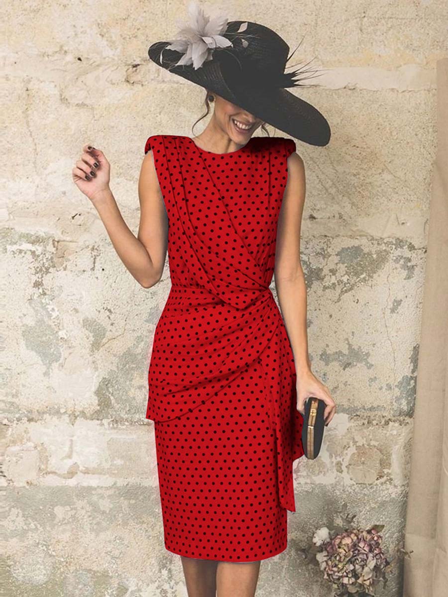 Veleaee Sexy Dot Sleeveless Hip Dress