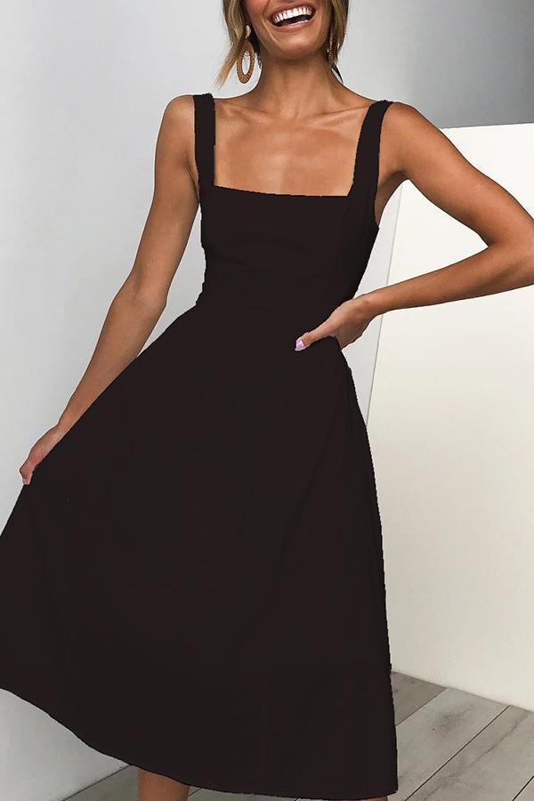 Veleaee Sleeveless Solid Color Regular Fit Casual Wear Dress