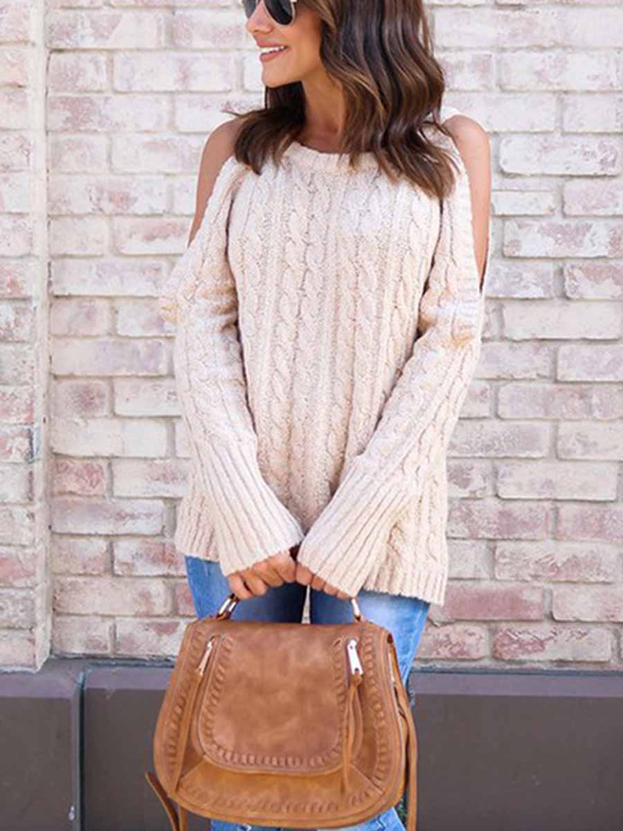 Veleaee Strapless Twist Sweater
