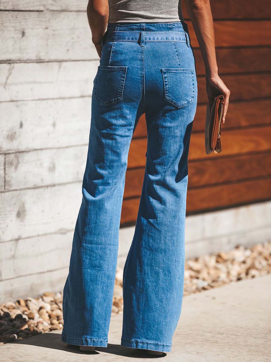 Veleaee Casual Jeans with Belt