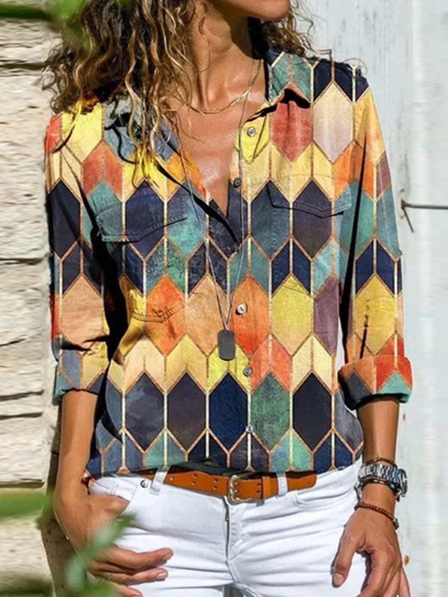 Veleaee Multicolor Print Shirt
