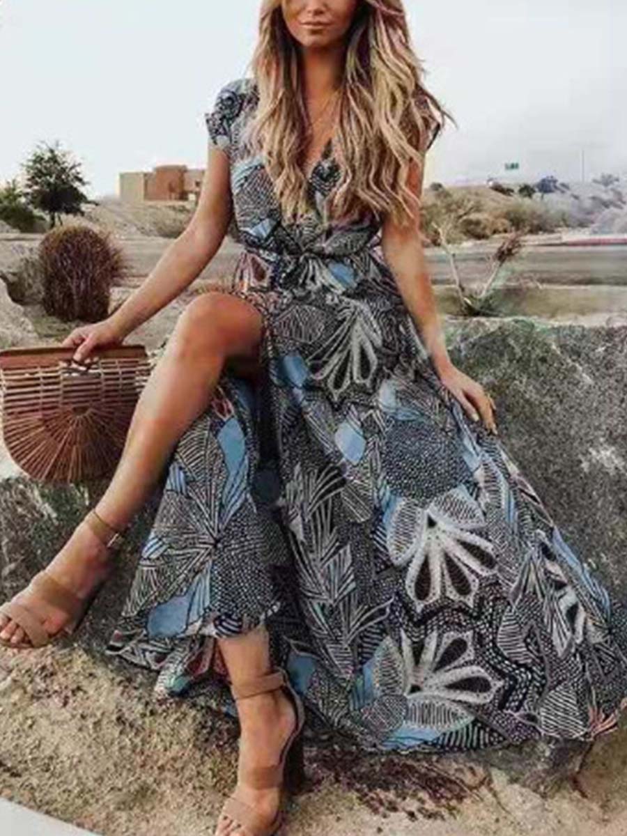 Veleaee Bohemian  Printed Maxi Dress