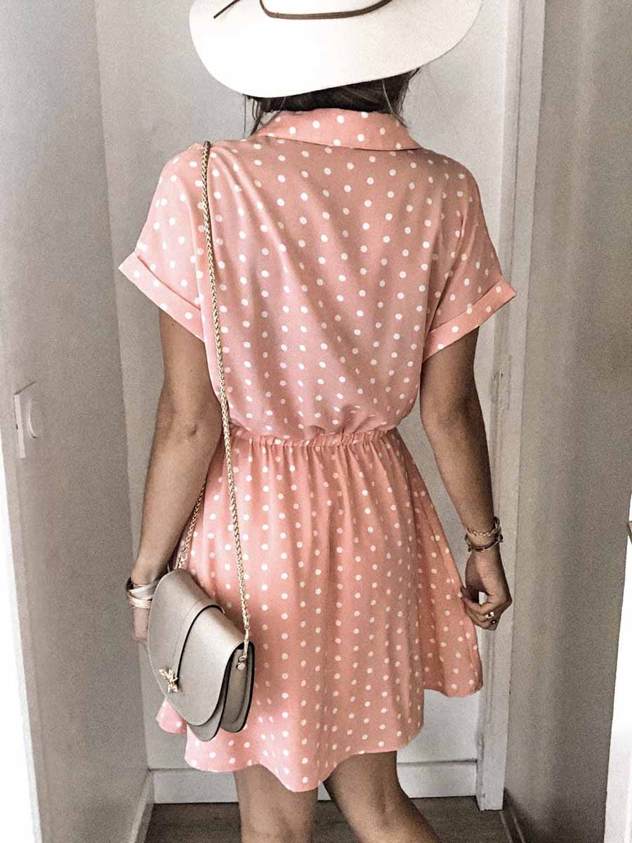 Veleaee Polka Dot Belt Dress