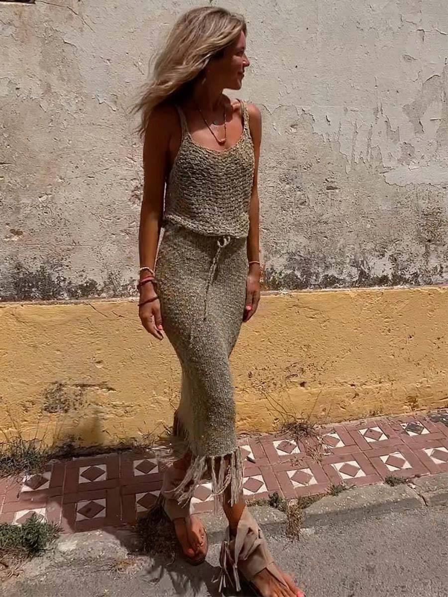 Veleaee Sling Dress Two-piece Set