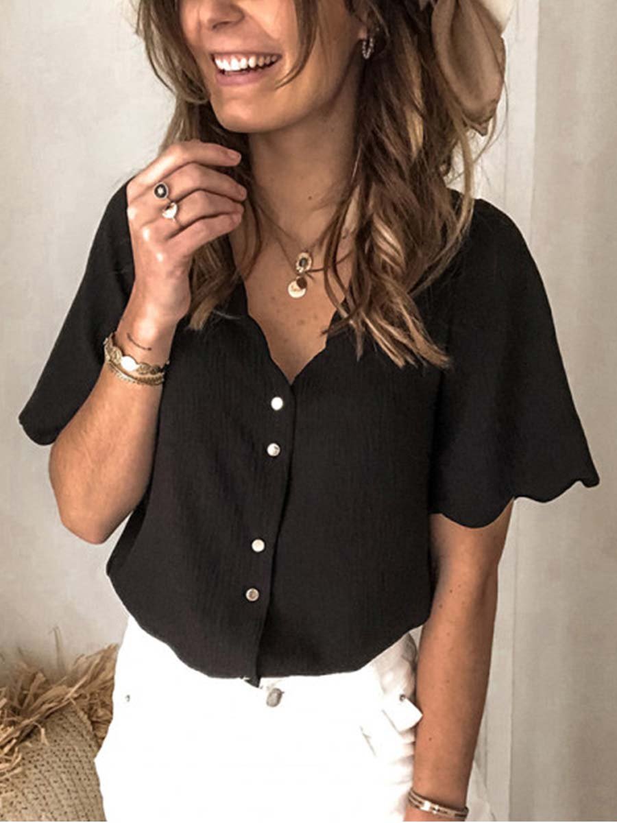 Veleaee Button Short Sleeve Shirt