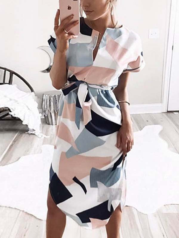 Veleaee Trendy Printed Asymmetrical Dress