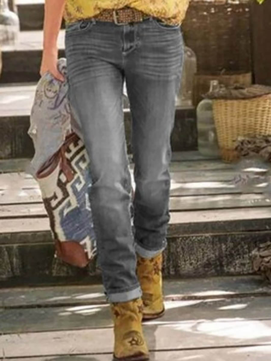 Veleaee Straight Vintage Mid-Rise Jeans