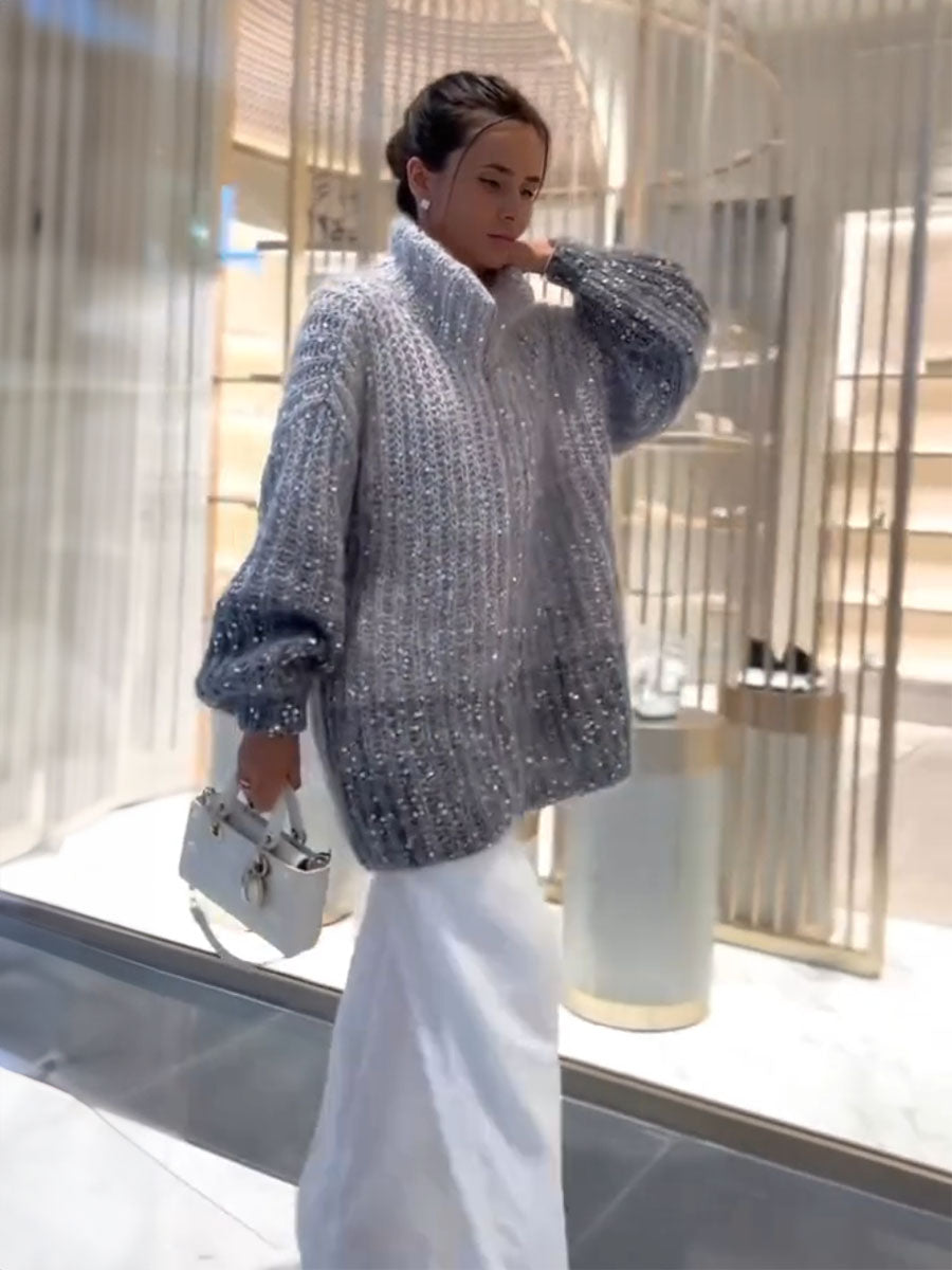 Gleam Luxe Relaxed Zip Cardigan