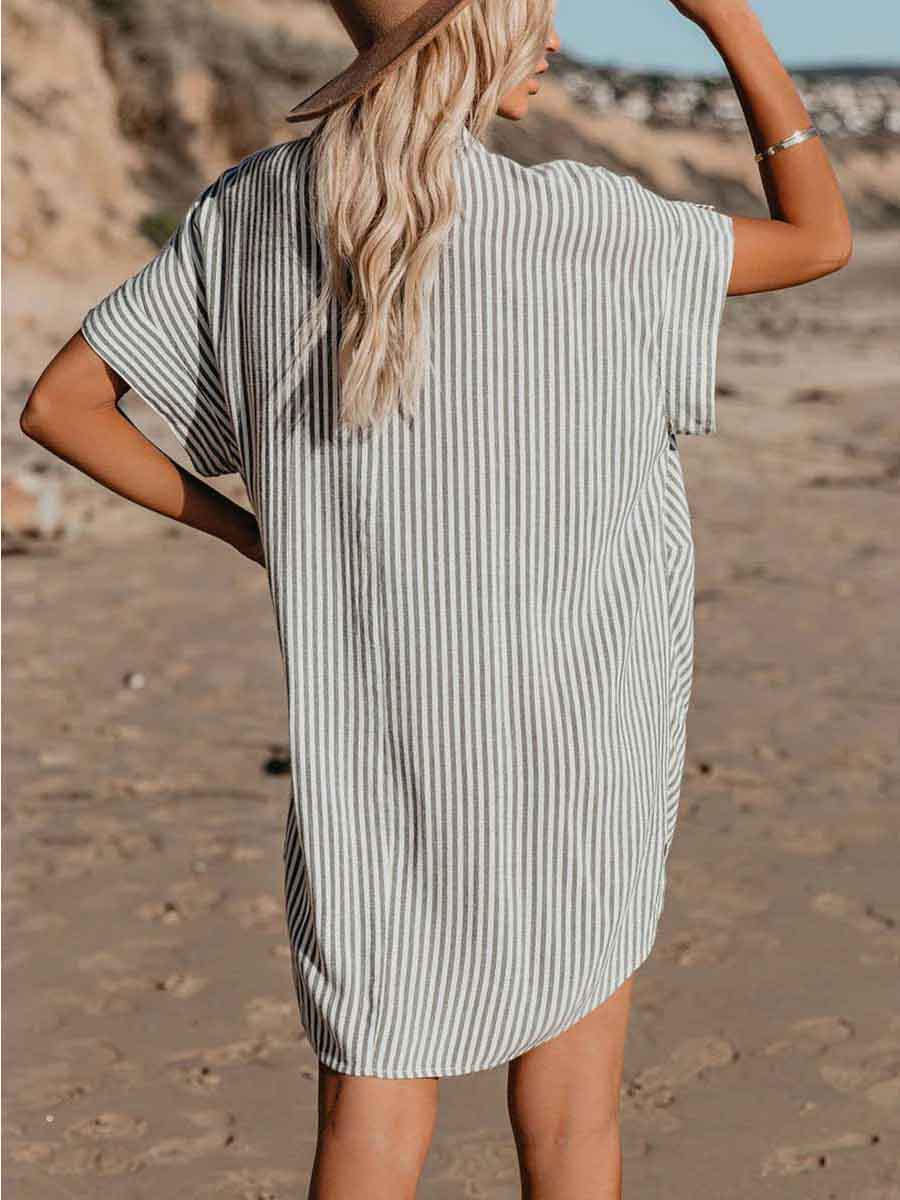 Veleaee Knot Striped Dress