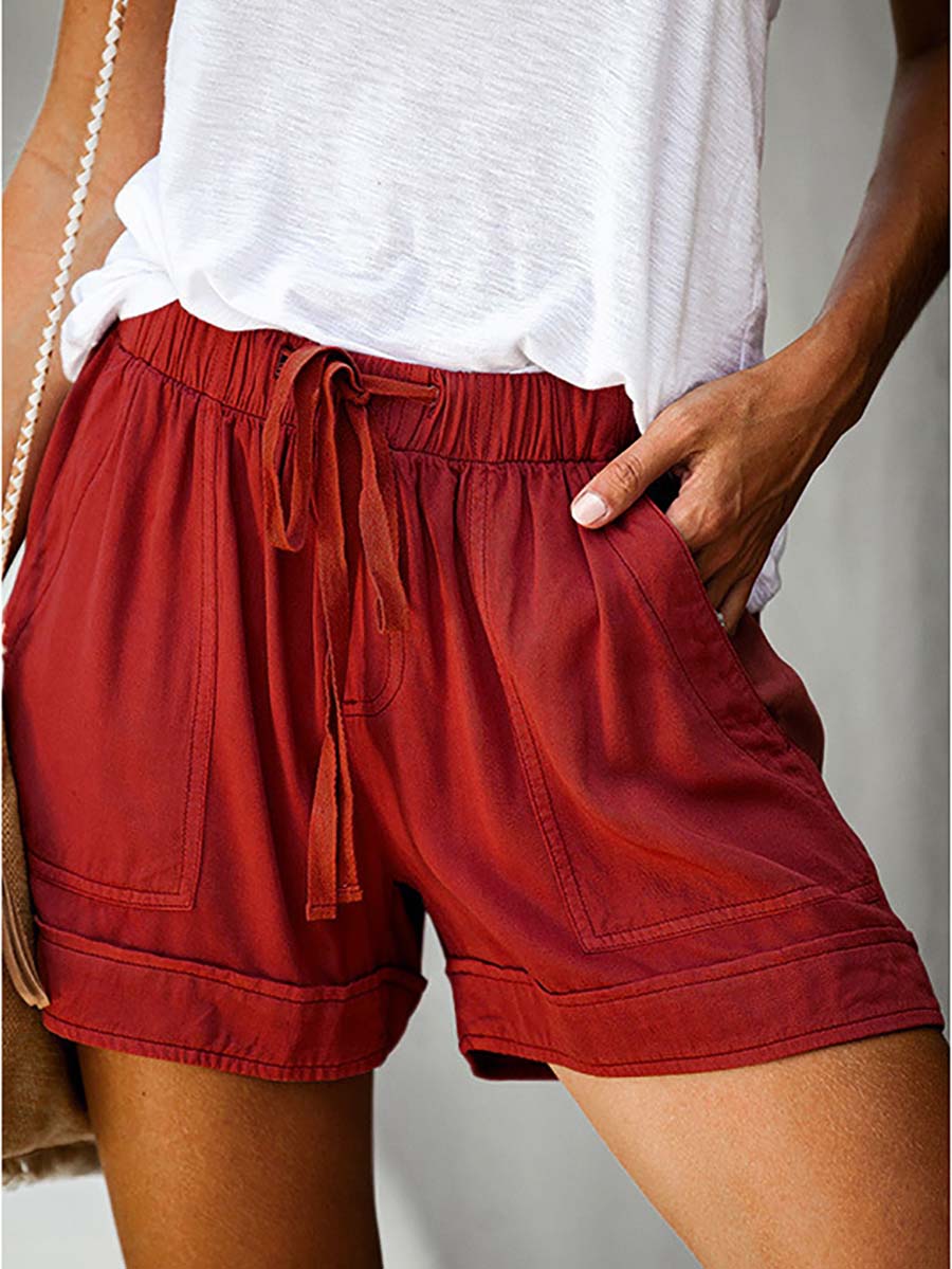 Veleaee High-Waisted Elasticated Tie Shorts(7 Colors)