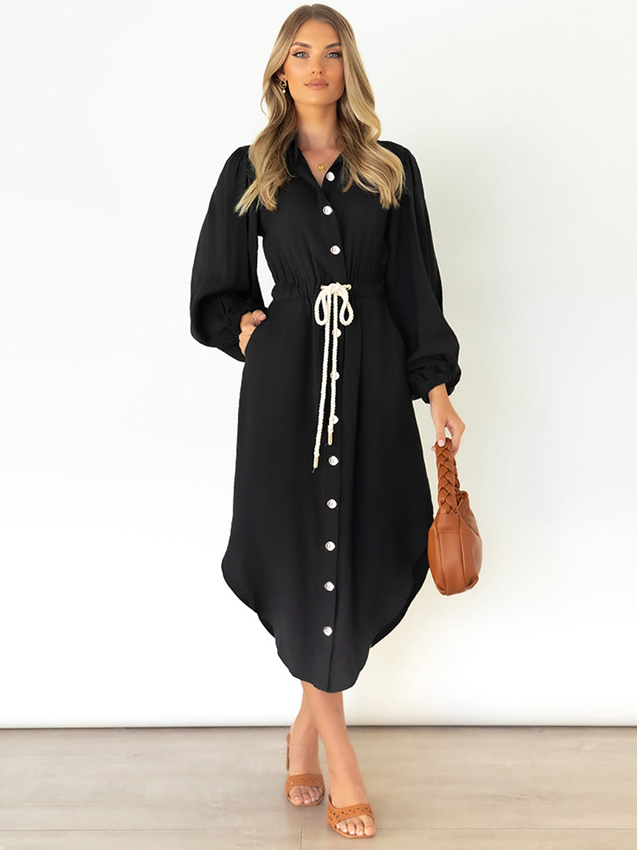 Veleaee Long-Sleeved Waist-Skimming Dresses