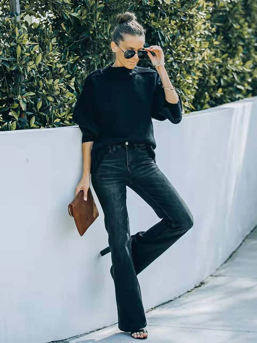 Veleaee Fashion Slim High Waist Stretch Flare Jeans