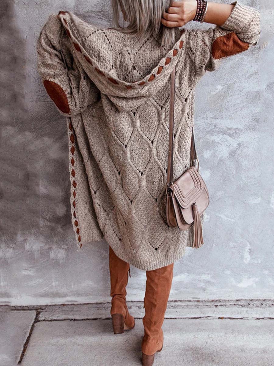 Veleaee Casual Hooded Knitted Cardigan